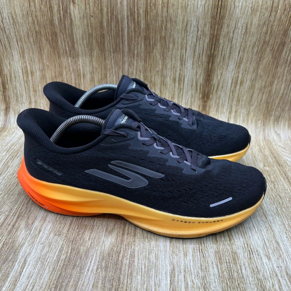 Skechers Aero Spark Men's Size 10.5 Black Orange Athletic Running Shoes Sneakers